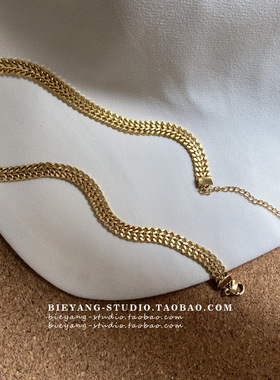 欧美简约复古小众粗链条金色ins网红时尚高级锁骨链钛钢项链