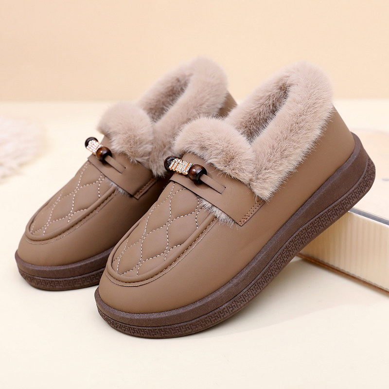 2025冬季新款加绒豆豆鞋女保暖软底一脚蹬防滑棉鞋低帮休闲女鞋,淘宝优惠券,粉丝福利购,淘宝优惠卷