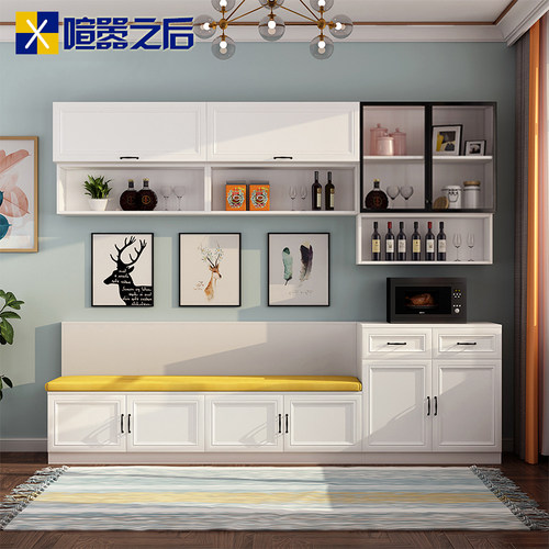 简约餐厅卡座餐边柜餐桌组合一体家用小户型靠墙酒柜储物柜G-232 - 图0