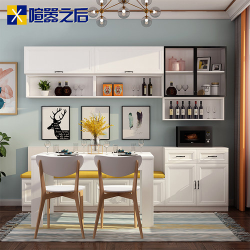 简约餐厅卡座餐边柜餐桌组合一体家用小户型靠墙酒柜储物柜G-232 - 图3