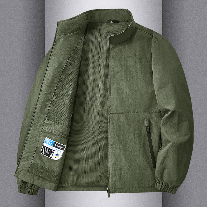 秋季外套男款立领夹克宽松休闲男装户外运动冲锋衣工装防风衣服男 - 图0