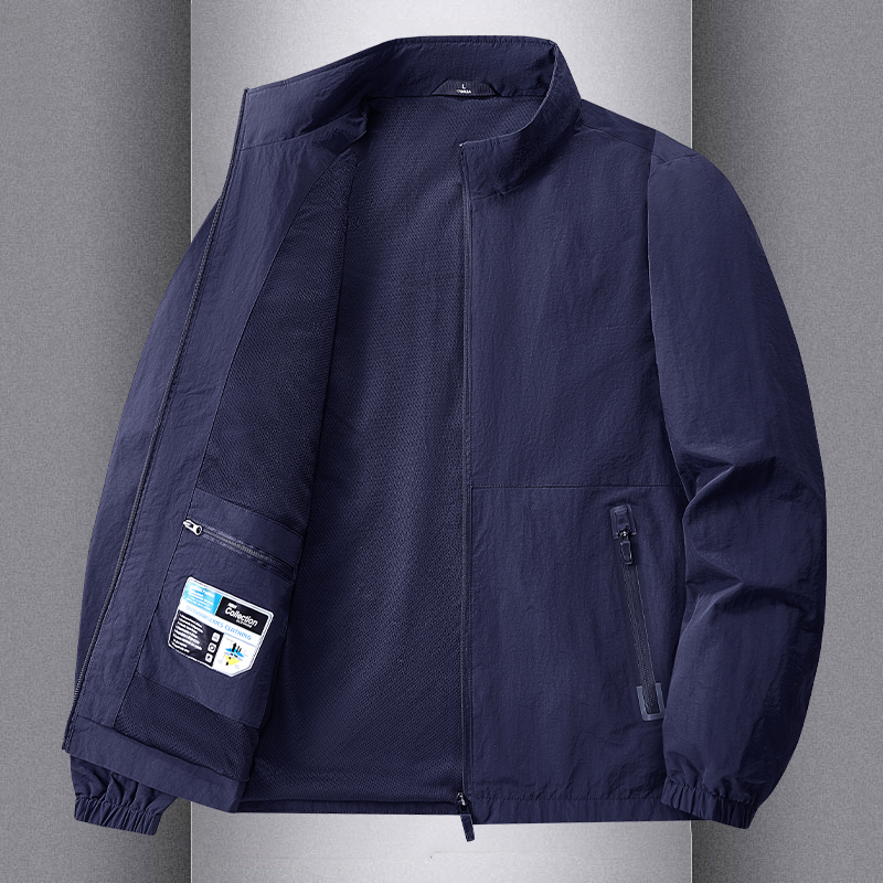 秋季外套男款立领夹克宽松休闲男装户外运动冲锋衣工装防风衣服男 - 图1