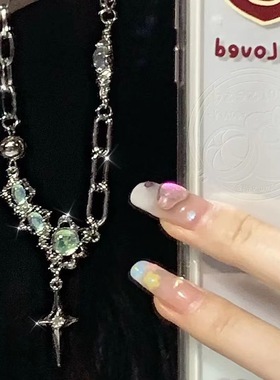 甜酷ins潮月光石芒星项链女小众