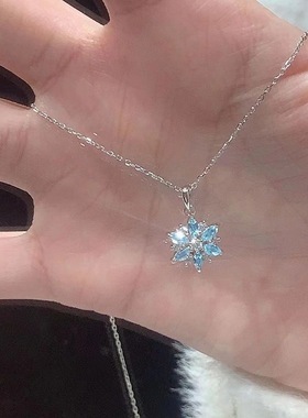 冬日雪花项链女气质璀璨锆石锁骨