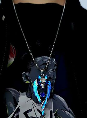 新品抖音爆款发光项链男街头潮男夜光狼图腾北境狼王发光吊坠学生