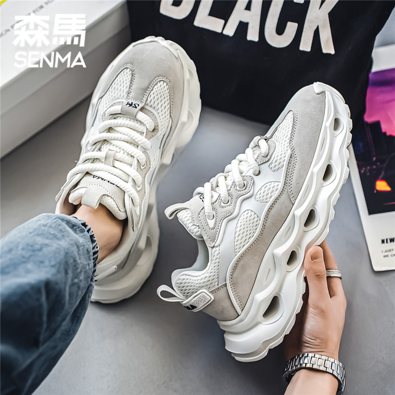 森马增高鞋男鞋秋季隐形内增高6cm休闲运动鞋潮牌老爹鞋厚底增高 - 图1