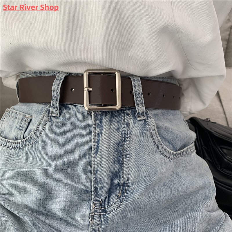 2021 PU Leather Belt For Women Square Buckle Pin Buckle Jean-图2