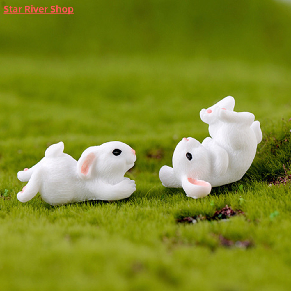 Cute Resin Bunny Ornament Home Miniature Landscape Decoratio - 图0