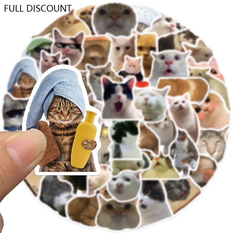 50PCS Cat MEME Funny Animals Stickers Vintage Toy 贴纸不干胶 - 图0