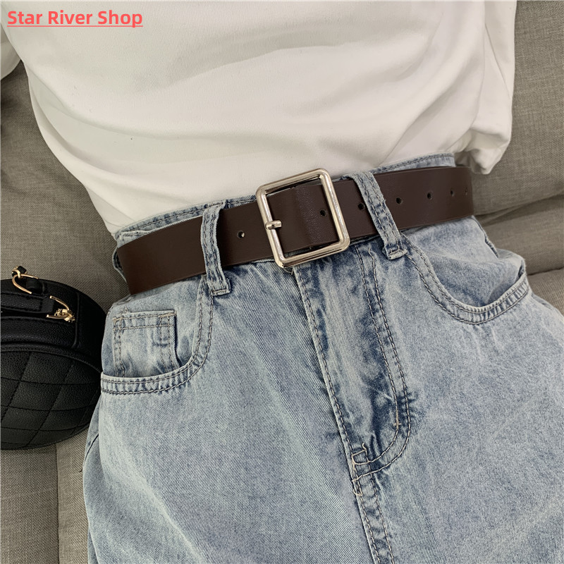 2021 PU Leather Belt For Women Square Buckle Pin Buckle Jean-图1