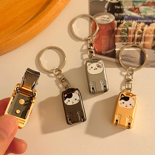 可爱猫咪折叠指甲剪德国便携修甲工具指甲刀迷你翻盖指甲钳钥匙扣 - 图2