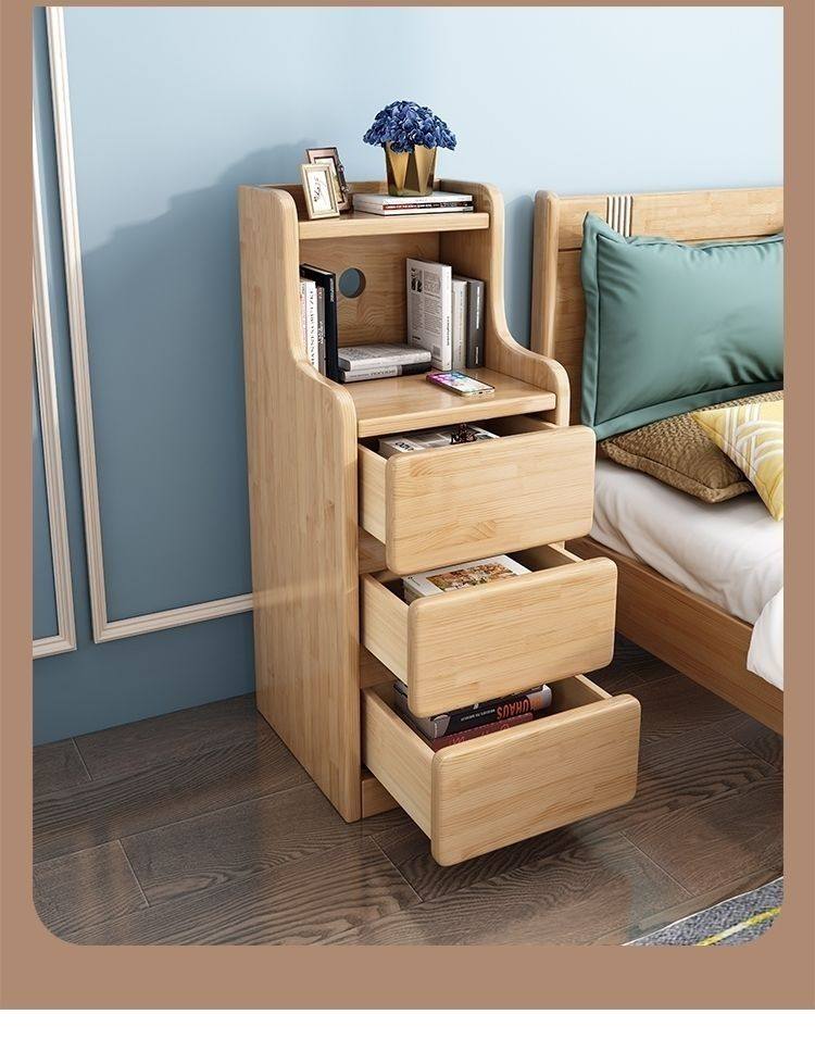 实木床头柜加高超窄收纳柜简约现代小型迷你床头柜卧室带抽床边柜,淘宝优惠券,粉丝福利购,淘宝优惠卷