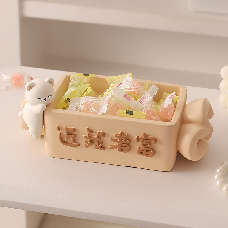 可爱暴力熊收纳摆件装放糖果盘子前台吧台接待零食水果盘开业礼物 - 图3