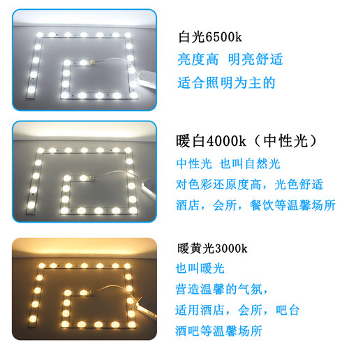 吸顶灯替换灯芯方形灯片暖色单色灯盘灯板LED灯芯暖白中性光灯片 - 图0
