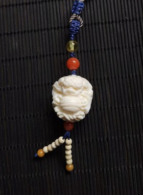 如意挂件手工编绳毛衣链猛犸牙