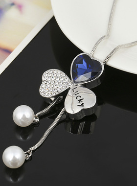 韩国合金镶钻水晶长款配饰毛衣链