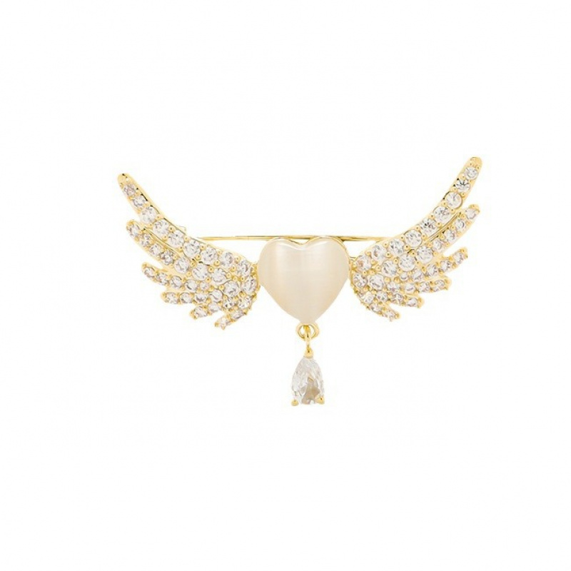 天使翅膀爱心胸针高档女新款可爱防走光别针简约领口胸花西装配饰 - 图3