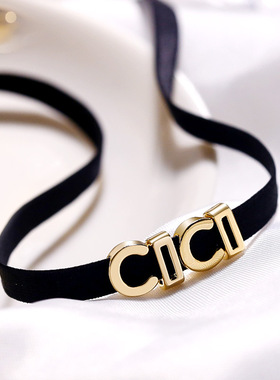 韩版choker锁骨链弹力黑绳