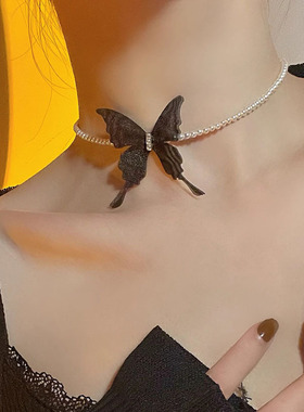 网纱蝴蝶珍珠锁骨链05