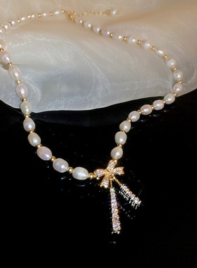 蝴蝶结珍珠项链女款41