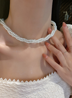 多层珍珠锁骨链女款32