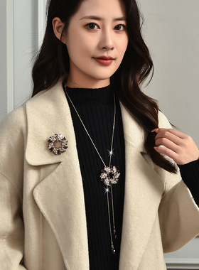 秋冬百搭毛衣链螺旋花朵长款