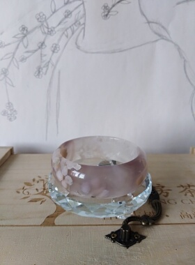 高货紫冰爆晶樱花玛瑙手镯55+