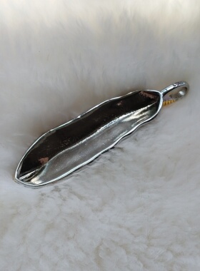 925银月光石羽毛吊坠长5.1