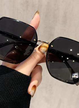 无框墨镜女高级感大脸可配带度数