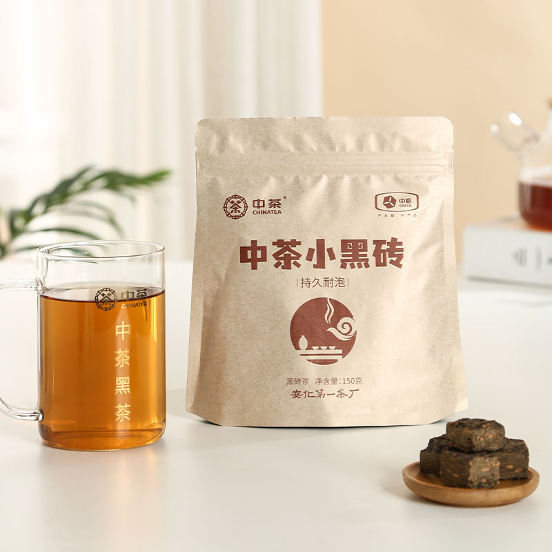 中茶茶叶安化5年陈黑茶颗粒散茶小黑砖150g中华老字号-图0