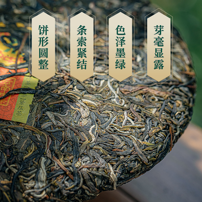 中茶茶叶 茗山景迈山大树普洱茶生茶紧压茶饼357g - 图1