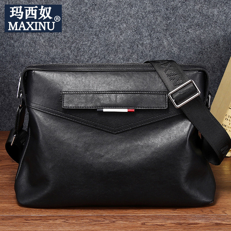头层牛皮男士单肩包休闲a4真皮包包 玛西奴男士包袋
