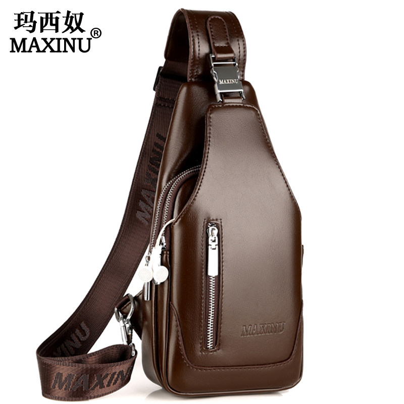玛西奴男士胸包单肩包牛皮真皮包包 玛西奴男士包袋