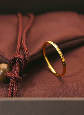 钛钢冷淡风切面细圈戒指不褪色