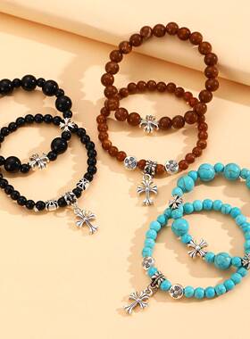 Temperament Cross Beaded Bracelet for Women女十字架串珠手链
