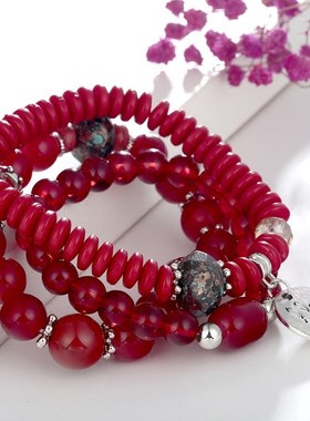 Crystal Beads Elastic Multilayer Bracelets Female Jewelry