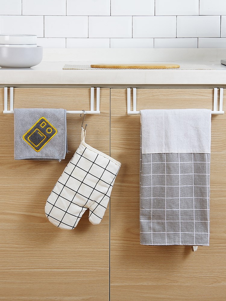 cabinet door towel rack nail-free bathroom kitchen single - 图0