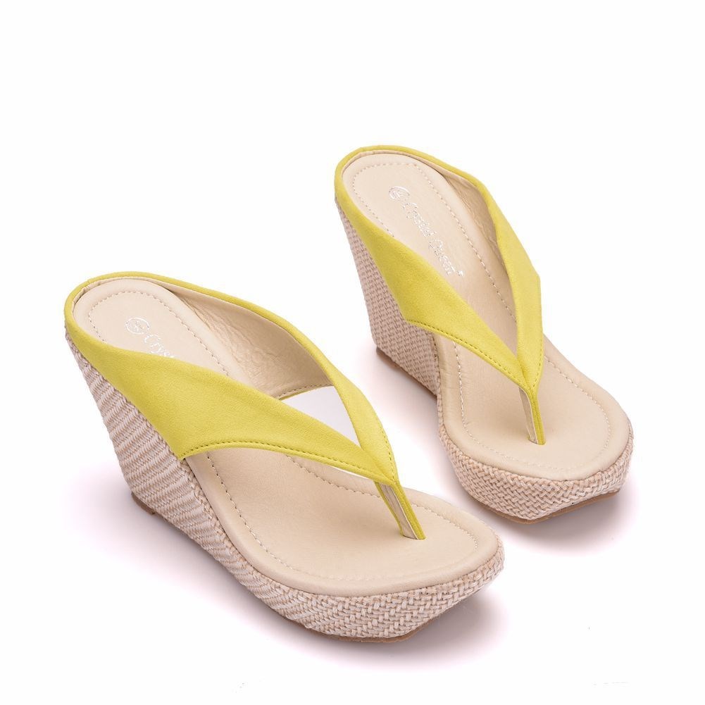 women summer slippers thick bottom wedge flip flop sandal 42 - 图0