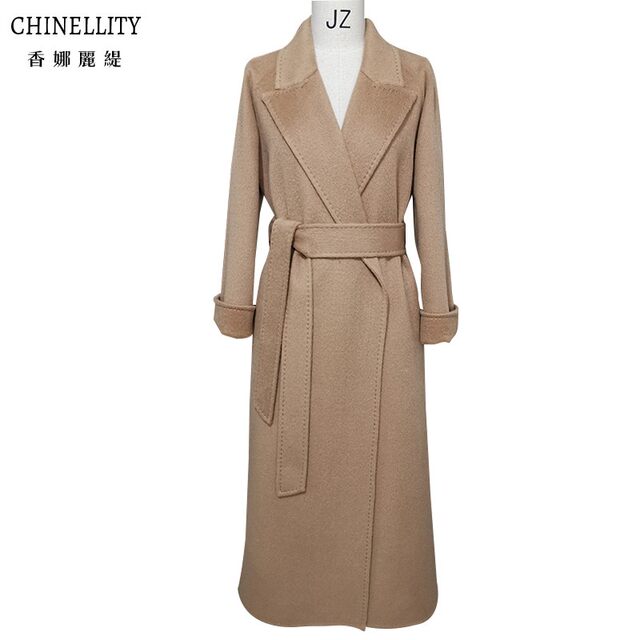 骆驼绒双面羊绒大衣加厚保暖驼色灰色长款高端毛呢外套秋冬新款女