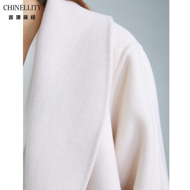 Thick double-sided cashmere black lapel large swing sheep