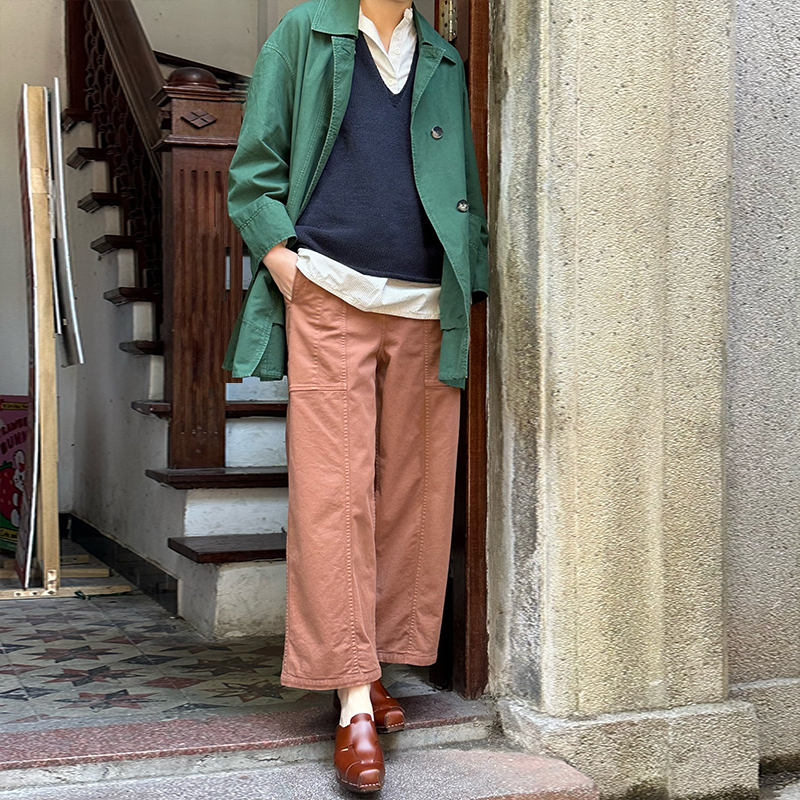 inLESS丨Toast Panelled Cotton Twill Trousers棉质阔腿休闲裤女-图1