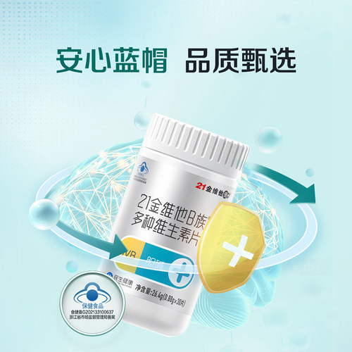 b族+胆碱】21金维他b族维生素复合片vb2b6烟酰胺叶酸代谢蓝帽正品 - 图2