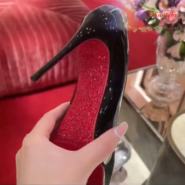 Chanetin CL red sole pointed toe rhinestone high heels