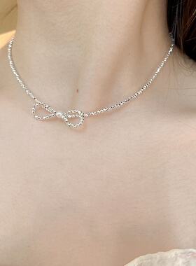 韩国新款碎银子蝴蝶结项链