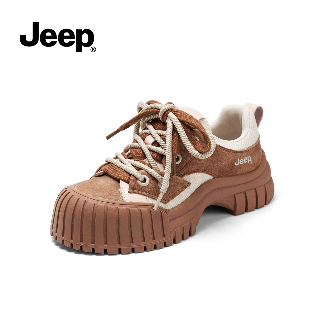 jeep超火厚底松糕鞋女英伦风2024新款小众高级感休闲鞋小个子单鞋
