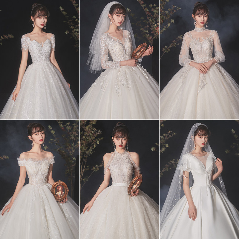 出租2020新款新娘简约白纱齐地婚纱 红妆红尚婚纱