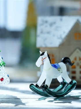 热销淄博琉璃非遗手工装饰品摇摇马桌面摆件马上有钱家居摆放玄关