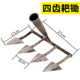 Three-tooth triangular hoe for turning over soil loosening and weeding and deforesting rake