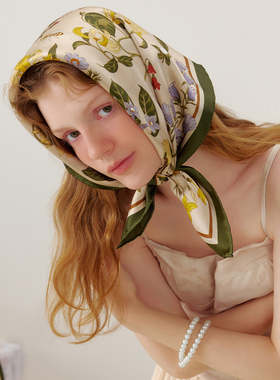XINUO轻奢感真丝花卉中方巾送礼