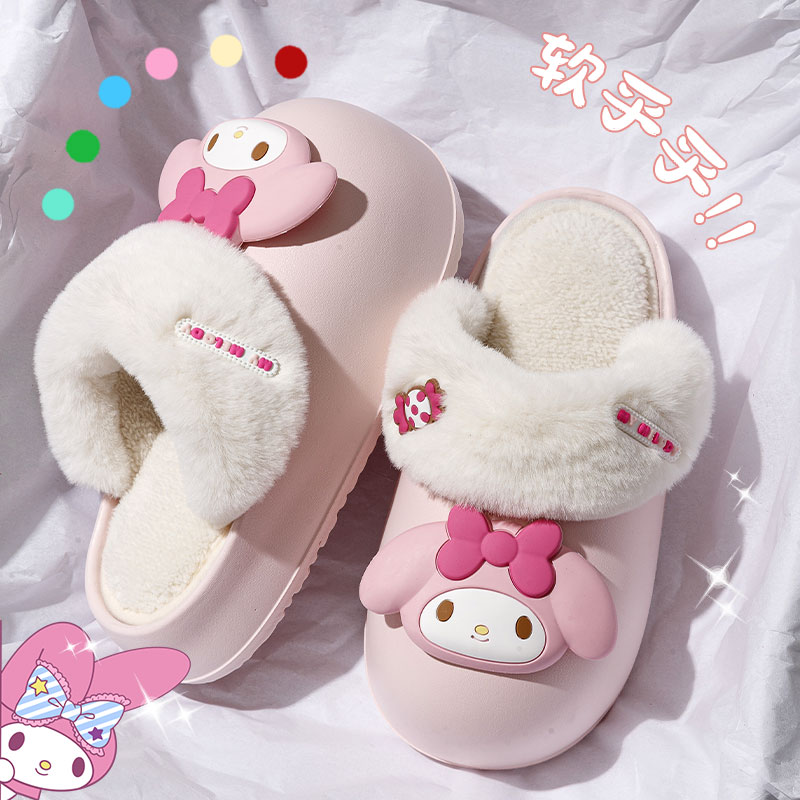 可拆卸防水棉拖鞋女款秋冬季家居室内2024新款可爱美乐蒂棉拖女士 - 图2